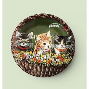 "Perry, Buttercups, and Blackeyed Susan" Uncle Tad's Holiday Cats Plate 1985